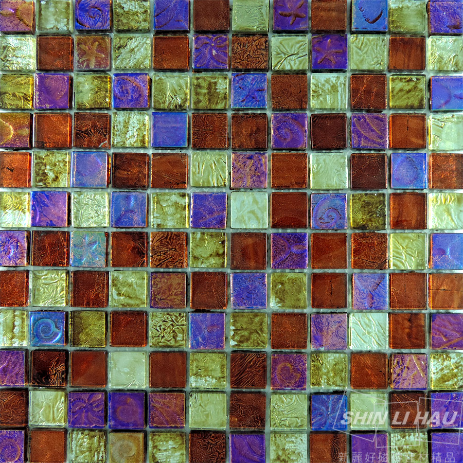 玻璃浮雕馬賽克立體華麗-卡布里[廚房、衛浴空間、主題牆適用] - 紫色(單顆尺寸:2.3x2.3x0.8CM)