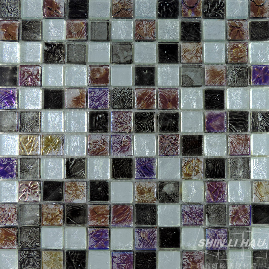 玻璃浮雕馬賽克立體華麗-卡布里[廚房、衛浴空間、主題牆適用] - 黑色(單顆尺寸:2.3x2.3x0.8CM)