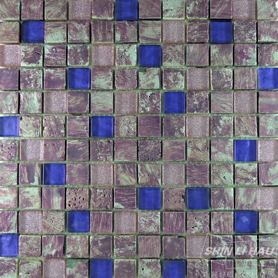 玻璃馬賽克-彩石 [廚房、衛浴空間適用] - 紫色(單顆尺寸:2.3x2.3x0.8CM)