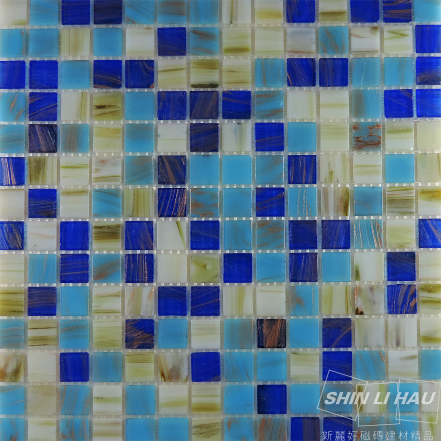 玻璃馬賽克-雲彩混拼 - 雲彩藍(單顆尺寸:2x2x0.4CM) 