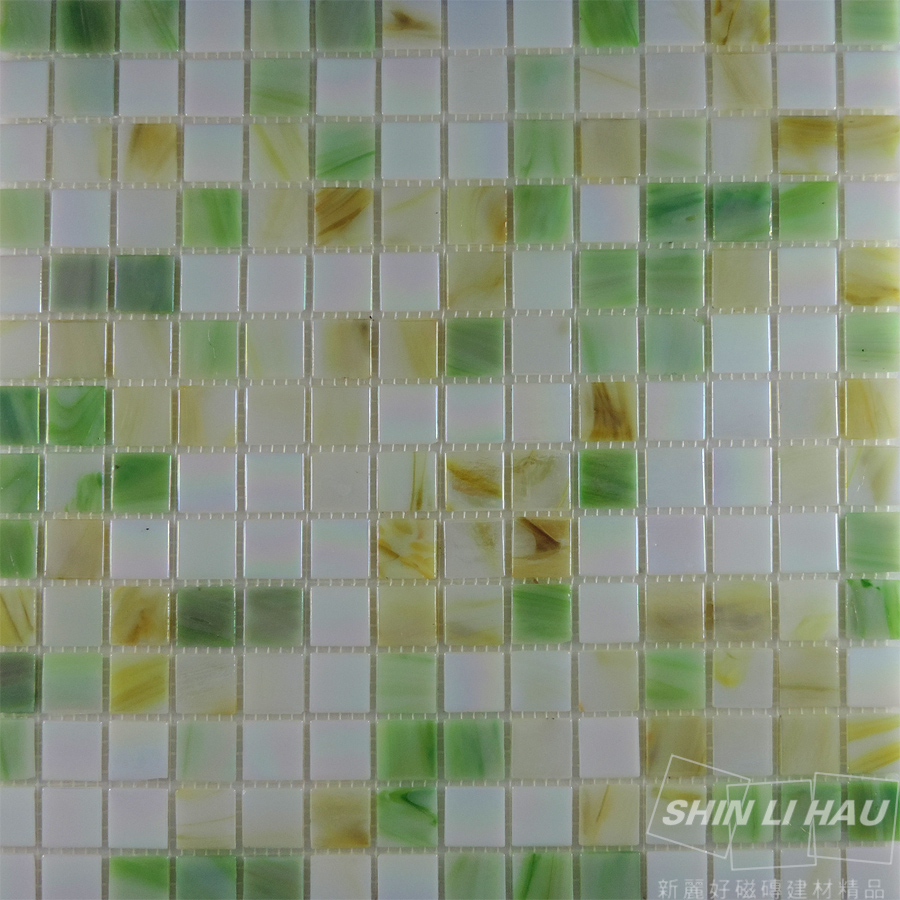 玻璃馬賽克-雲彩混拼 - 雲彩綠(單顆尺寸:2x2x0.4CM)