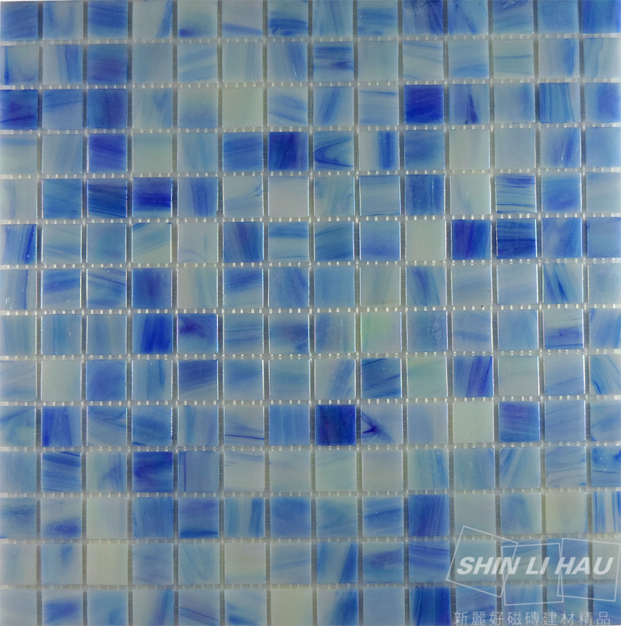 玻璃馬賽克-雲彩混拼 - 雲彩藍(單顆尺寸:2x2x0.4CM)