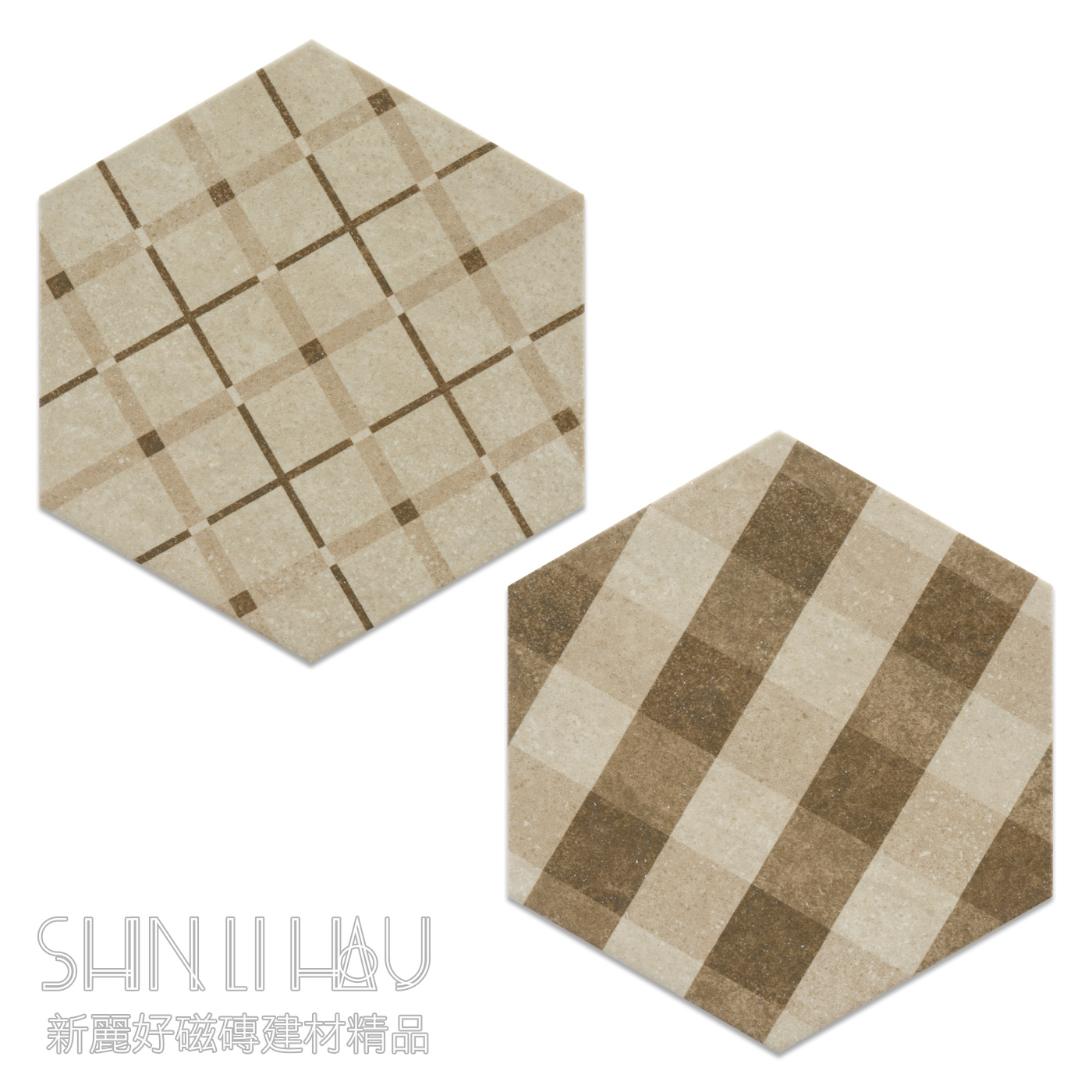 六角磚-幾何花舞 - 格紋米花磚