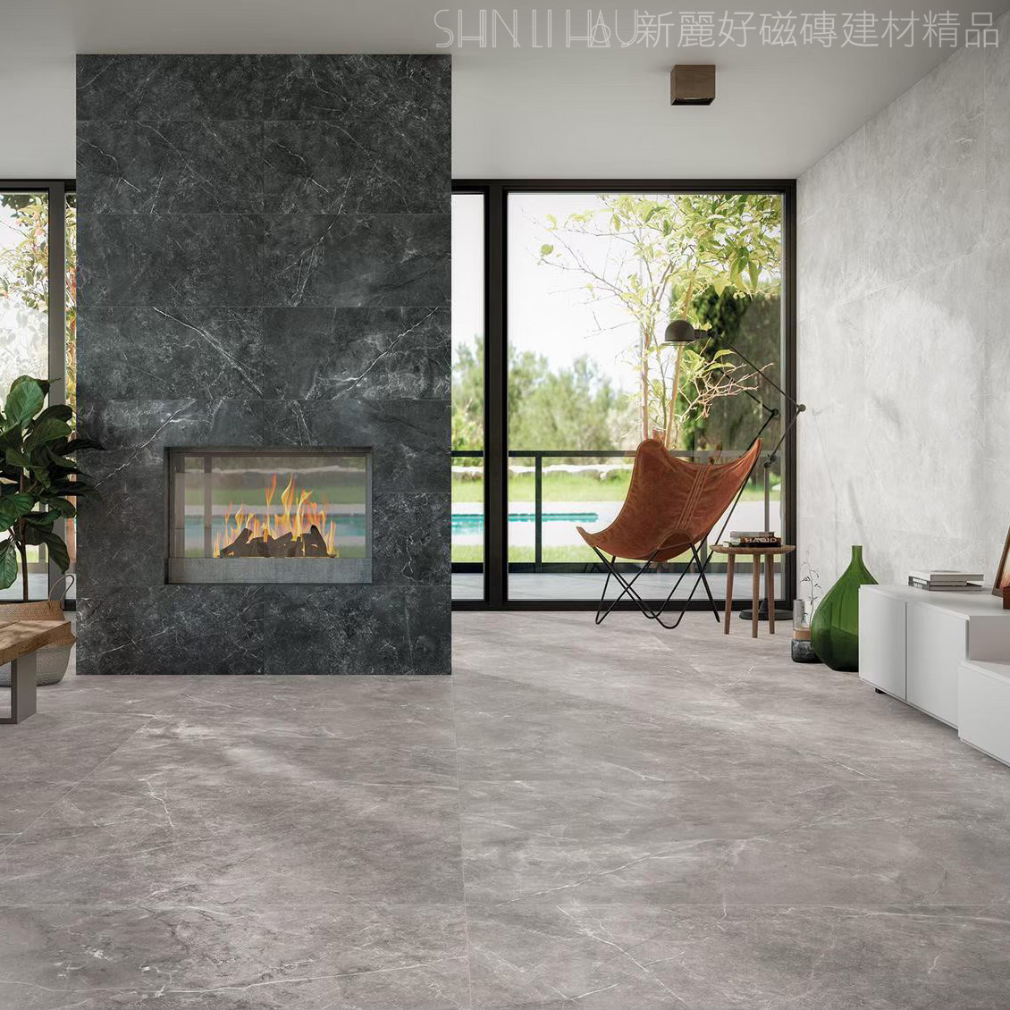 客廳地板磁磚特價-馬奇爾止滑石紋磚 每坪特價3960元 - 灰