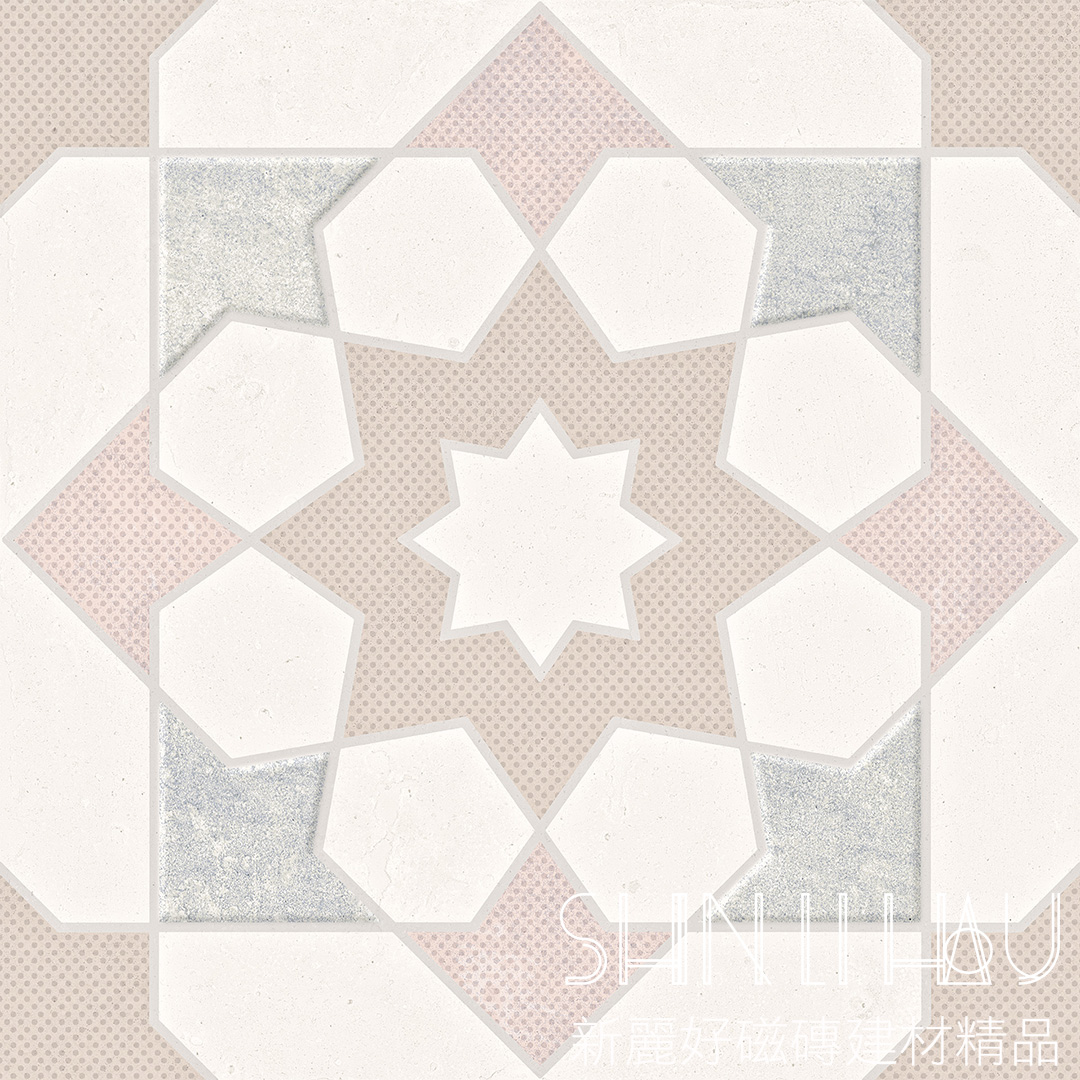 現代復古風花磚推薦-享艷立體花磚 - 粉放射花磚